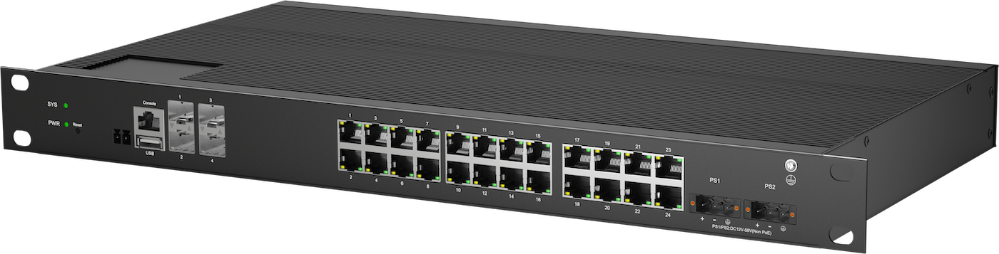 24xPOE+ Industrial Switch ISW Rack 24GT4XG USB 2ch DC power input