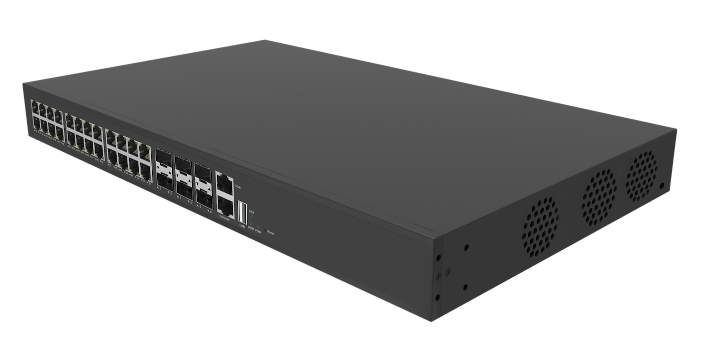 L3 Gigabit Ethernet Switch LN 3824GP 6YAC5X 24 1000Base T PoE6 25G Base X